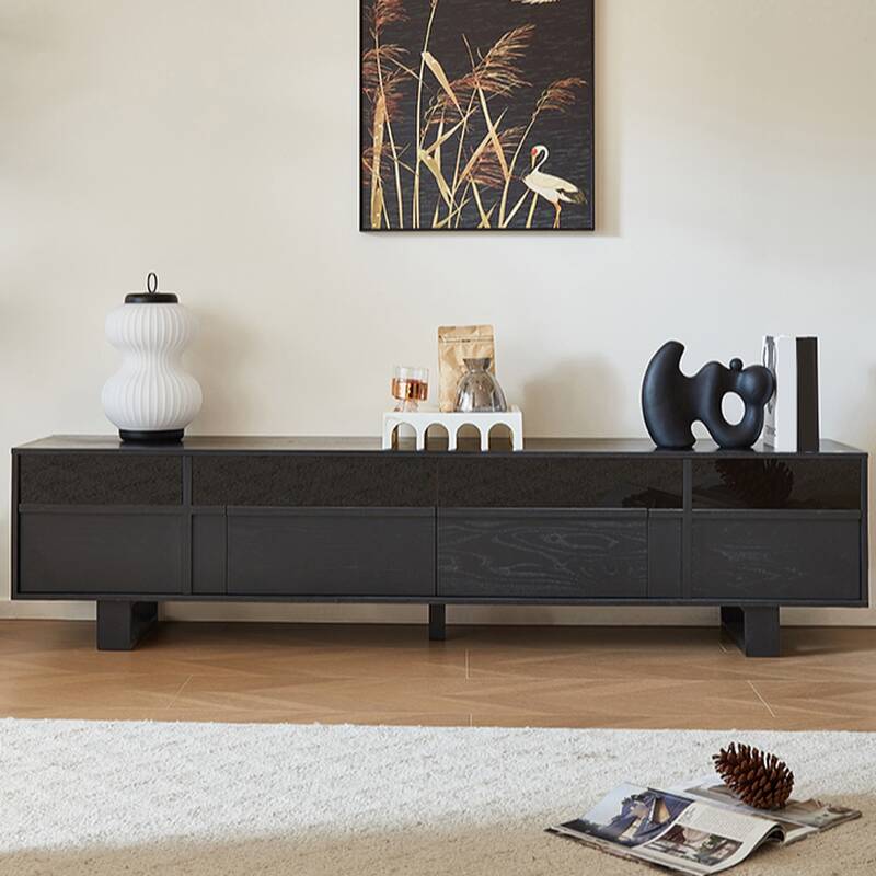 Trendy Ink Rectangular Lumber TV Stand with Legs and 4-Drawer