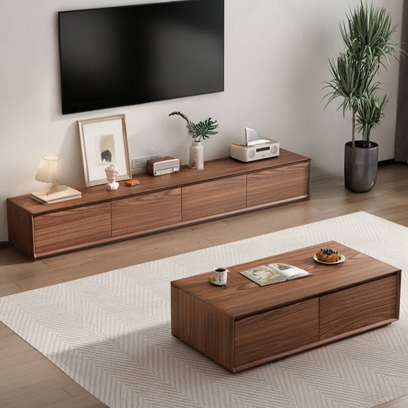 5 Drawers/4 Drawers/3 Drawers Modern Simple Style Rectangular Cocoa Lumber TV Stand with Cable Management