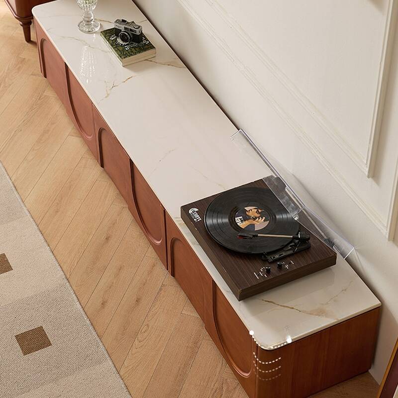 Minimalist Cocoa Sintered Stone TV Stand with 3 Drawers