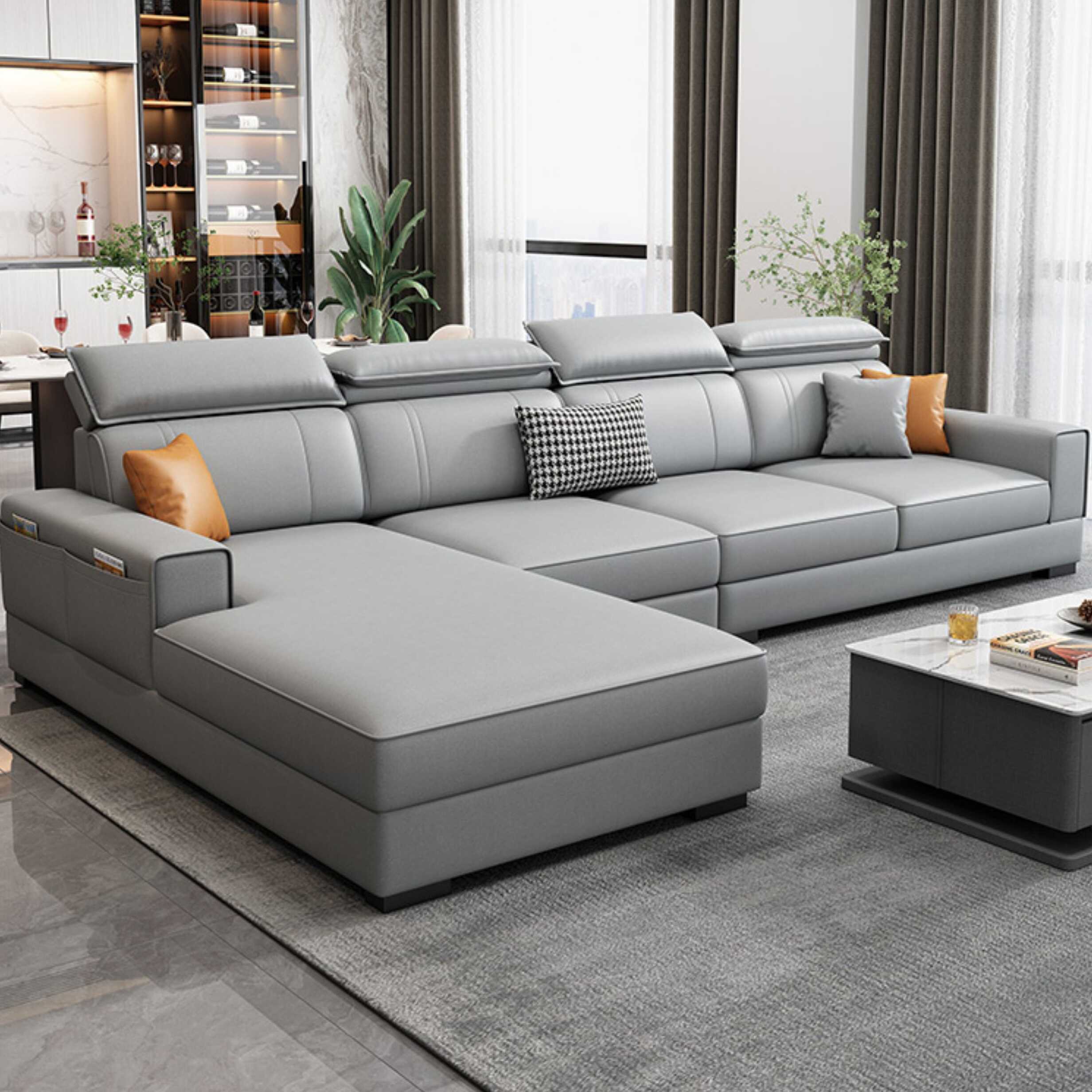 L-Shape Fungus-resistant Sofa Chaise, Reversible Orientation