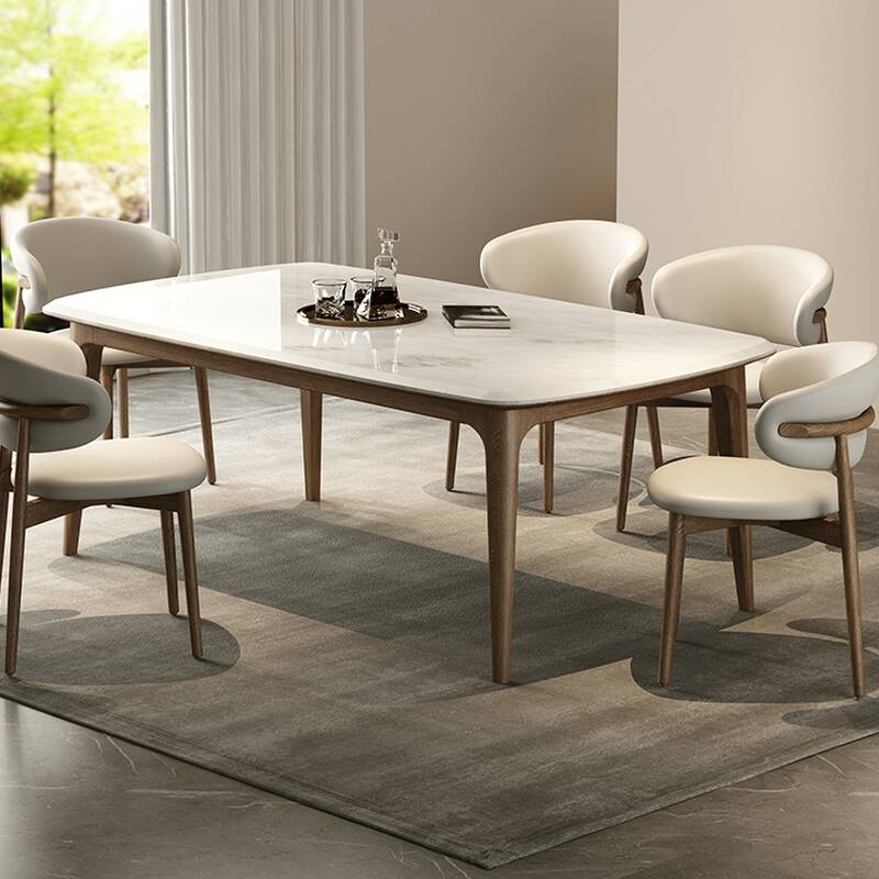 Elegant Dining Table Set with Oval Shape, Versatile Seating for 6 or 4 People, and Light Blue or Beige Table Top