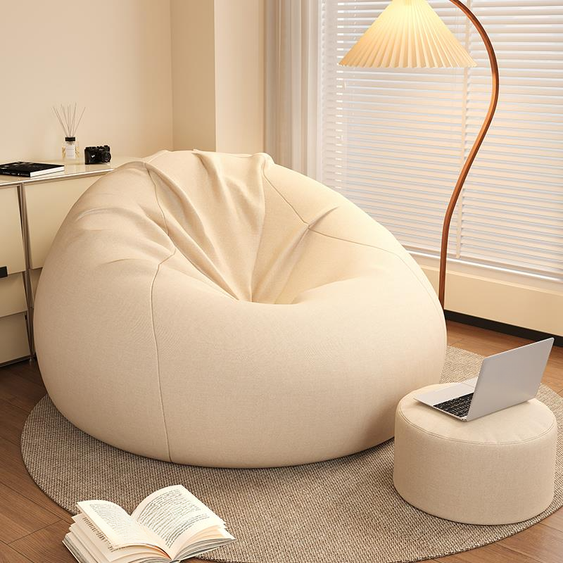 Versatile Bean Bag Set in Cotton Blend with Dark Gray/Light Green/Ivory Colours, Expanded Polystyrene Beans Fill, Refillable, Zipper Closure, Removable Cover, and Built-in Storage Receptacle