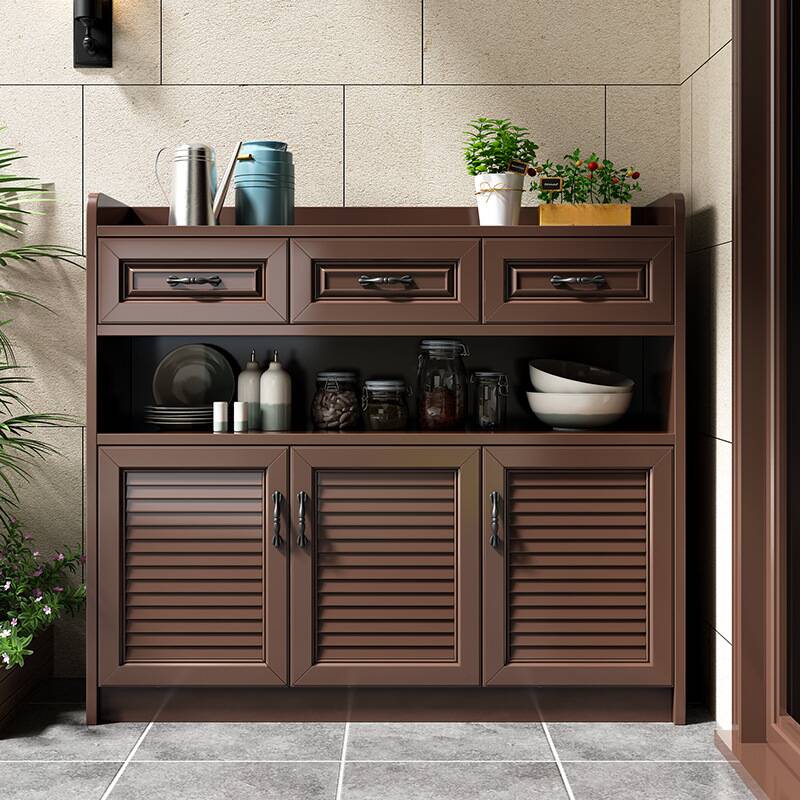 Simple Style Microwave Storage Cabinet with 3/2/4 Drawers, Cupboard, Narrow/Standard Size, Metal Countertop, 3/2/4 Doors, and Adaptable Shelf