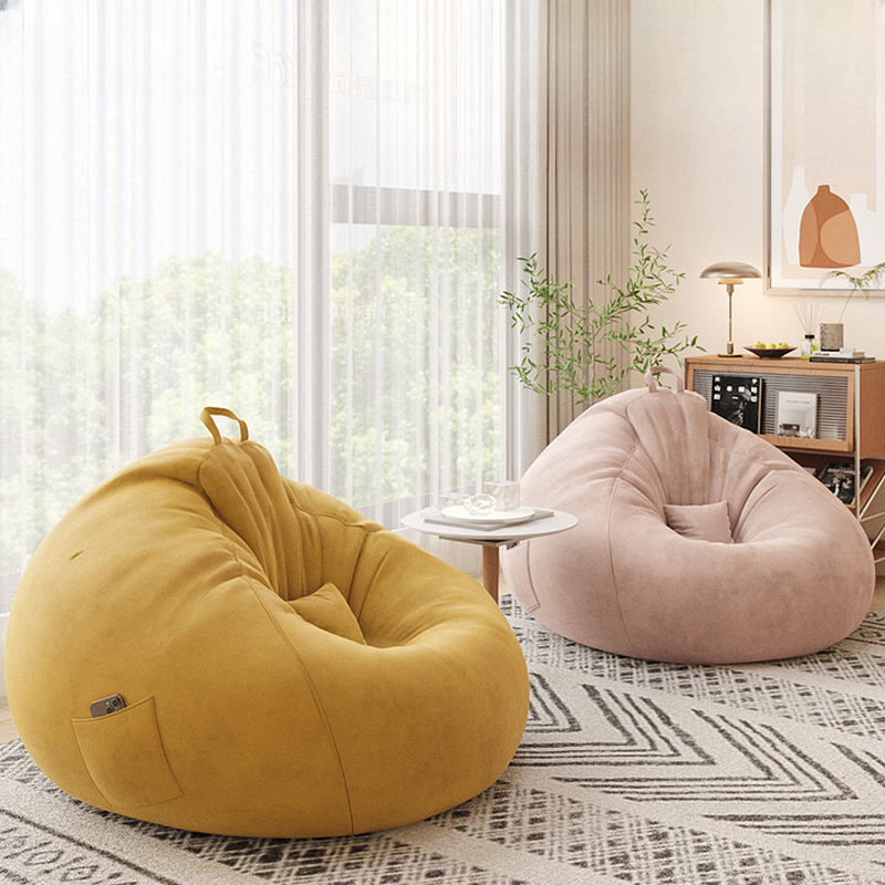 Solid Colour Synthetic Suede Bean Bag Set in Gray/Magenta/Green with Pillow, Fill Included, and Removable Cover for One