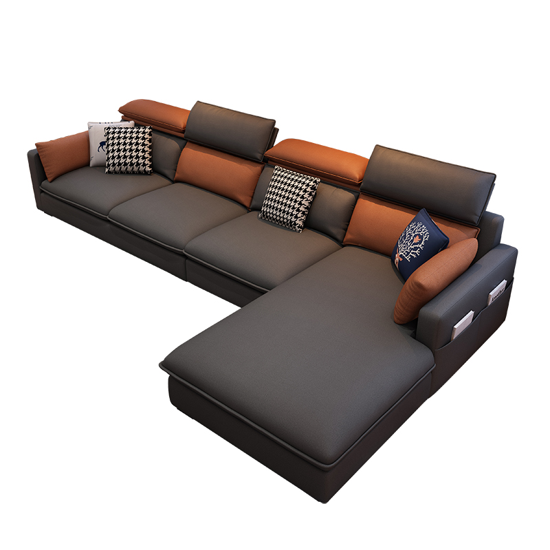 L-Shape Sofa Chaise with Adjustable Headrest