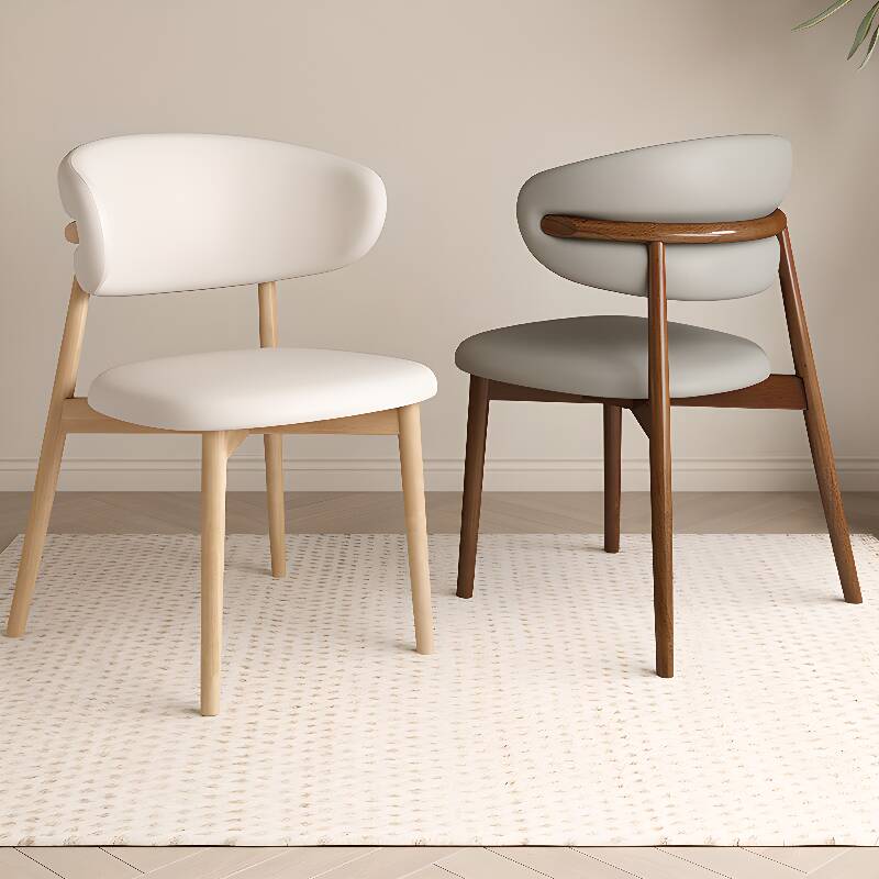 Nordic Style Side Chair with Ventilated Back, Cushioned Upholstery, and Rubberwood Legs