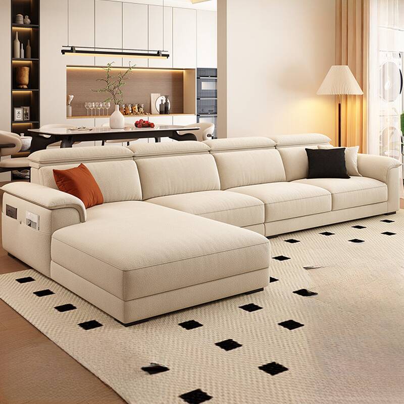 L-Shape/Straight Left/Horizontal Sofa Chaise/Sofa with Adjustable Headrest and Natural Wood Concealed Support