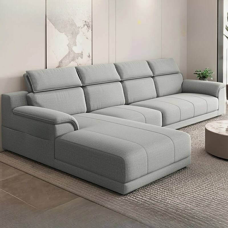 Natural Wood Frame L-Shape/Straight Left/Horizontal Sofa Chaise/Sofa Couch in a Modern Style