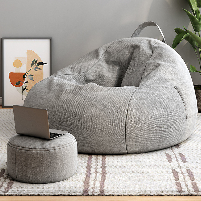 Solid Colour Microfiber Sack Chair in Washed Gray/Light Green/Auburn, Seats 1, Pre-Filled Bean Bag Chair