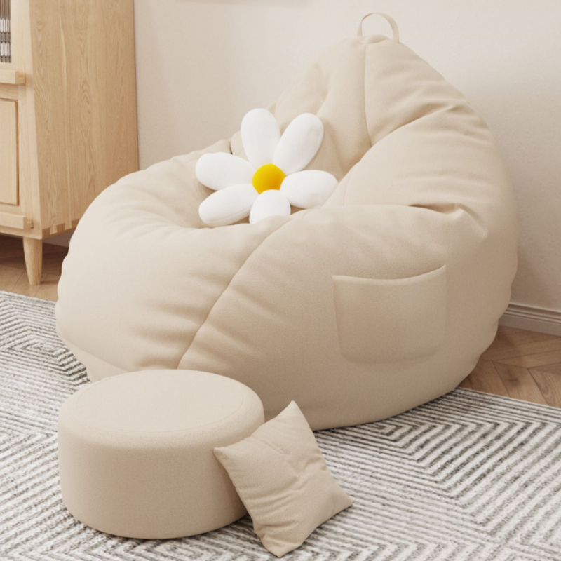 Solid Colour Beanie Chair in Light Gray/Light Blue/Lime Green, Seats 1 with Pre-Filled Bean Bag Option