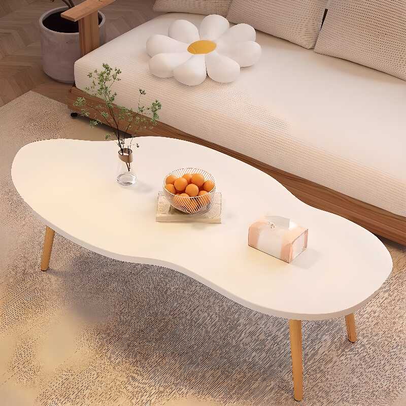 Trendy Free Form Single Accent Table with High Glossy Manufactured Wood and 4 Legs