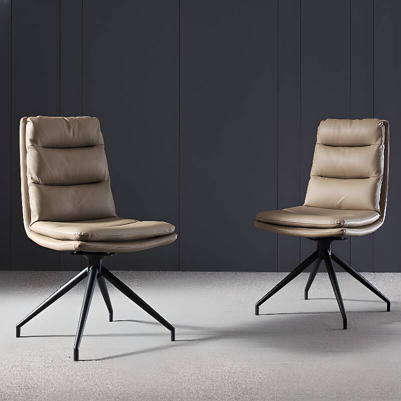 Contemporary Side Chair with Imperforate Back, Padded Upholstery, Midnight Black Metal Legs, and Rotating Feature