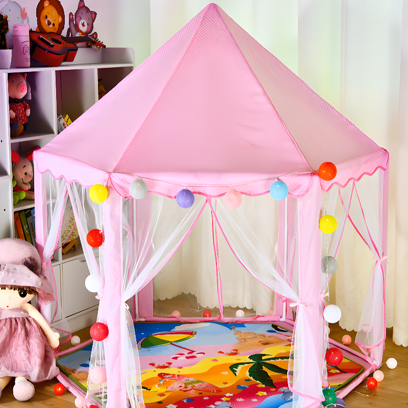 Medium（3'-5'） Rose Cloth Indoor Play Tents with Floor & Tent Pole