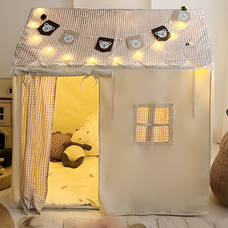 White Square Indoor Cloth Play Tents, with Illuminating, Windows, Floor