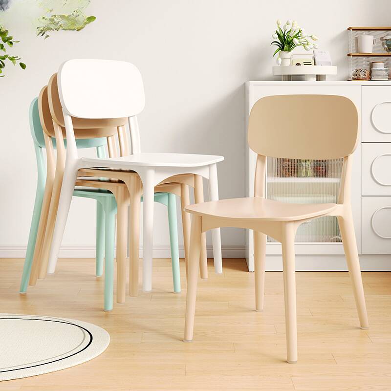 Contemporary Side Chair with Exposed Back, Multi-Tone Black/Grey/Brown Synthetic Legs, and Stackable Design