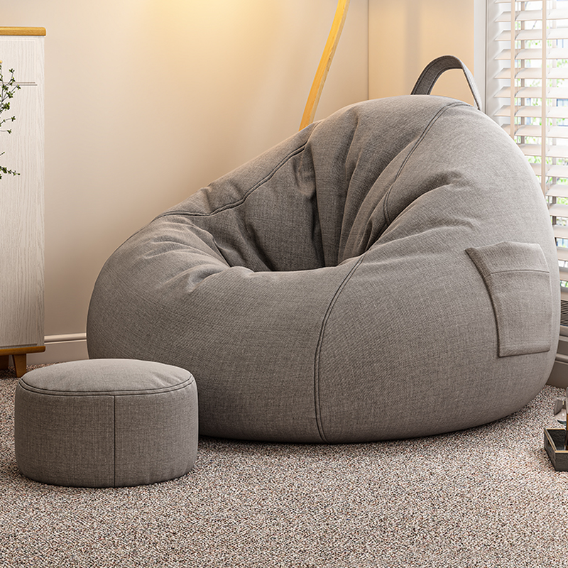 Solid Colour Bean Bag Set with Canvas Upholstery in Light Gray/Magenta/Azure, Pre-Filled with Expanded Polystyrene Beans, Seats 1, Removable Cover