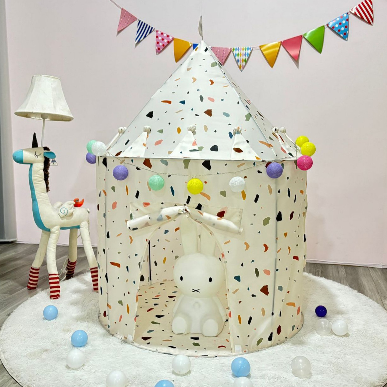 Indoor Canvas Play Tents, Include Tent Pole, Floor, Pop Up, Medium（3'-5'）