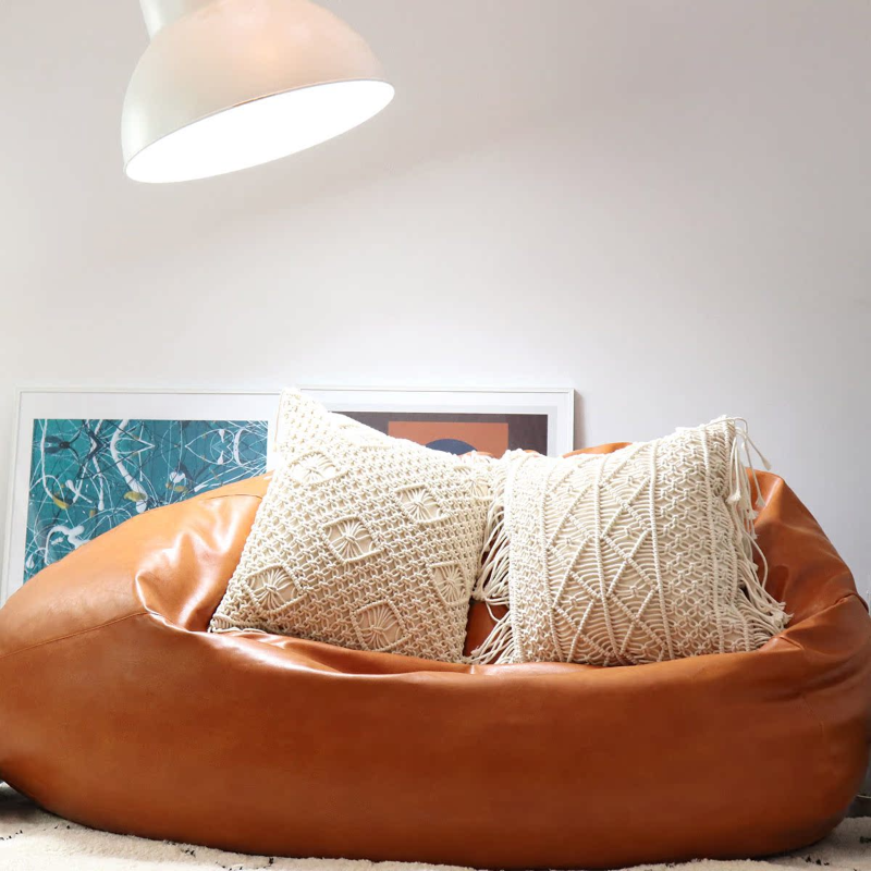 Solid Colour Auburn Artificial Leather Beanbag Chair, Seats 1, Pre-Filled with Fill Included