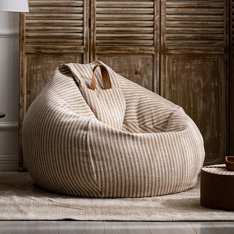 Striped Sack Chair with Cotton Blend Upholstery in Multiple Colours, Seats 1, Bean Bag Chair, Fill Included, Removable Cover