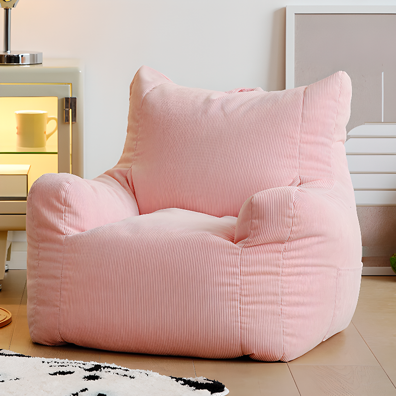 Corduroy Bean Couch with Armrest and Storage Receptacle