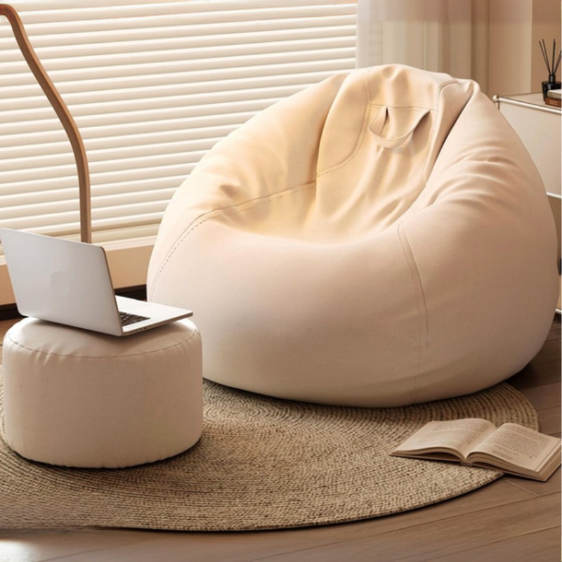 Expanded Polystyrene Beans Pre-Filled White/Gray/Tangerine Colour Leatherette Bean Chair with Removable Cover for Seats 1, Bean Bag Chair