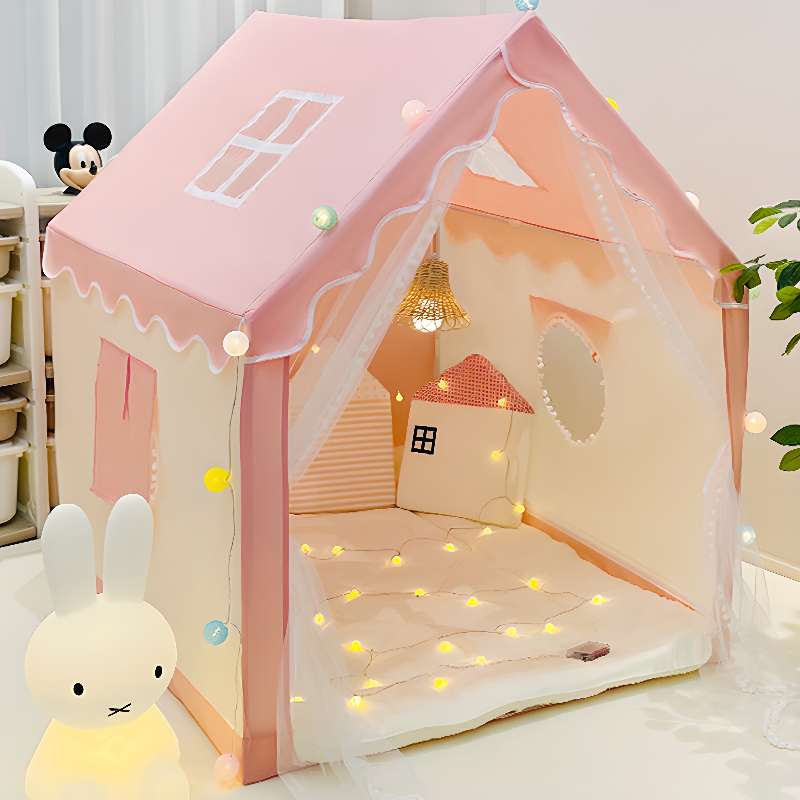 Fabric Indoor Play Tents with Windows, Gate(s), Illumination Lights and Skylight, Floor Included