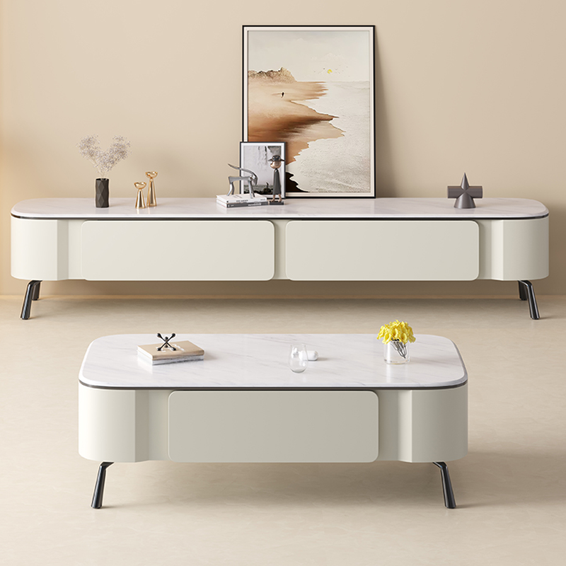 Rectangular Microlite Side Table with 2 Drawers