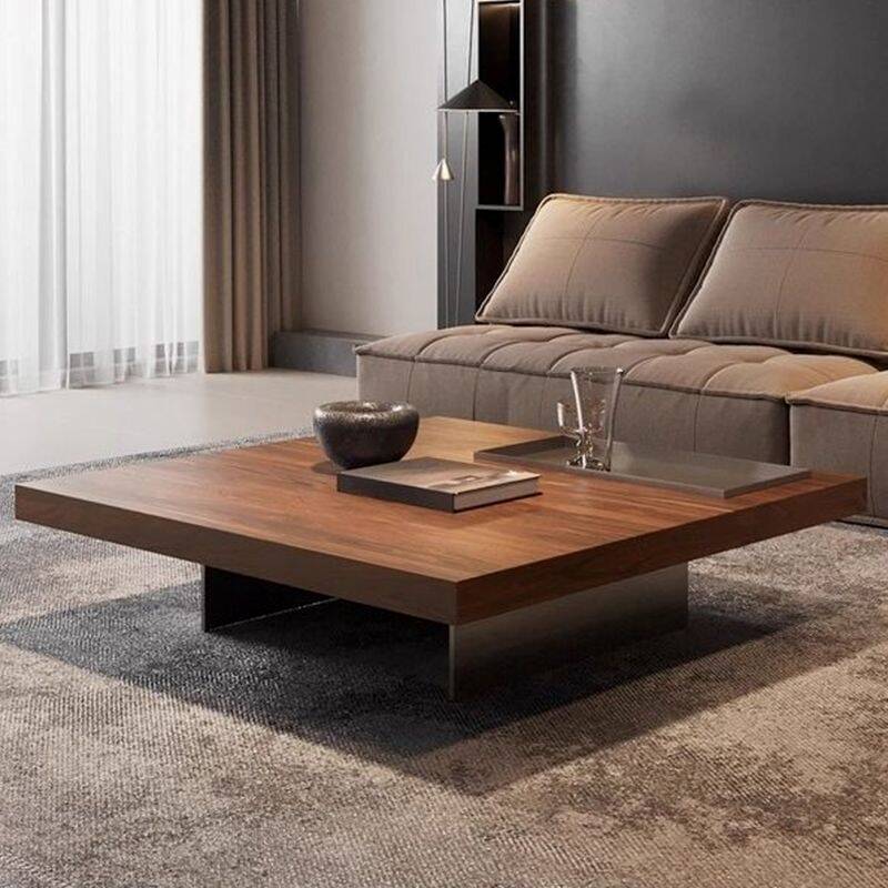 Square Engineered Wood Side Table with Sleighing Base