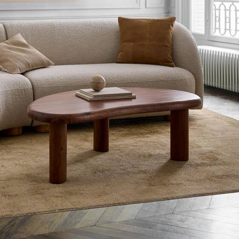 Trendy Single Cocoa Pine Free Form Accent Table with Three Legs