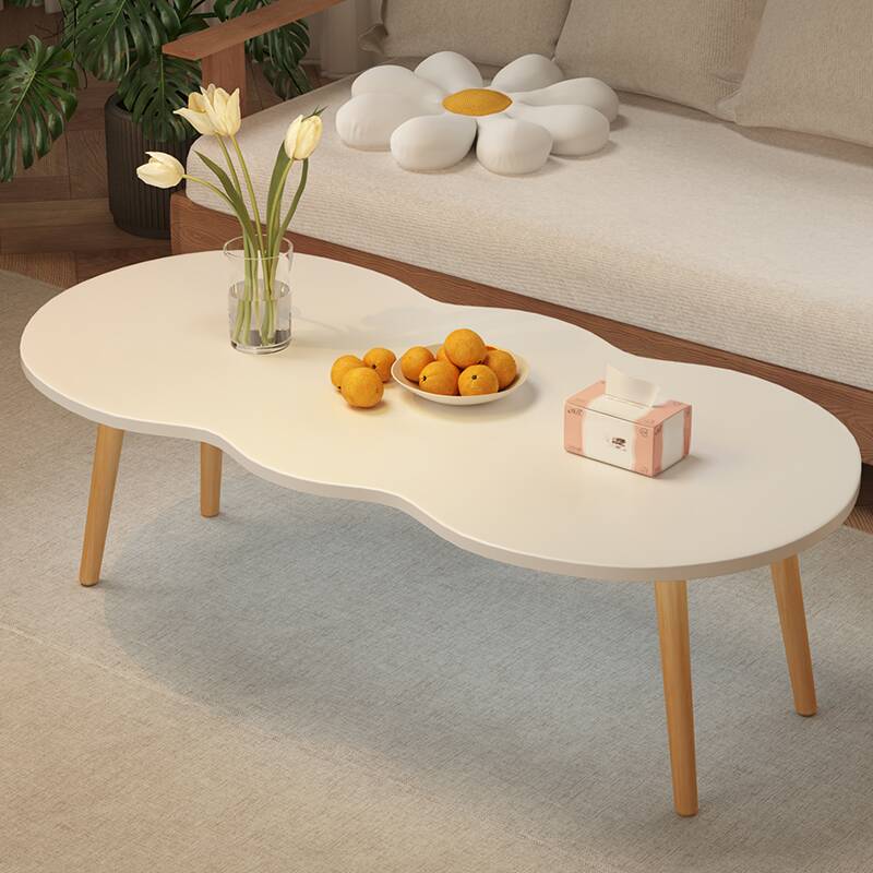 Simple Single Wood Side Table with Four Legs in Free Form