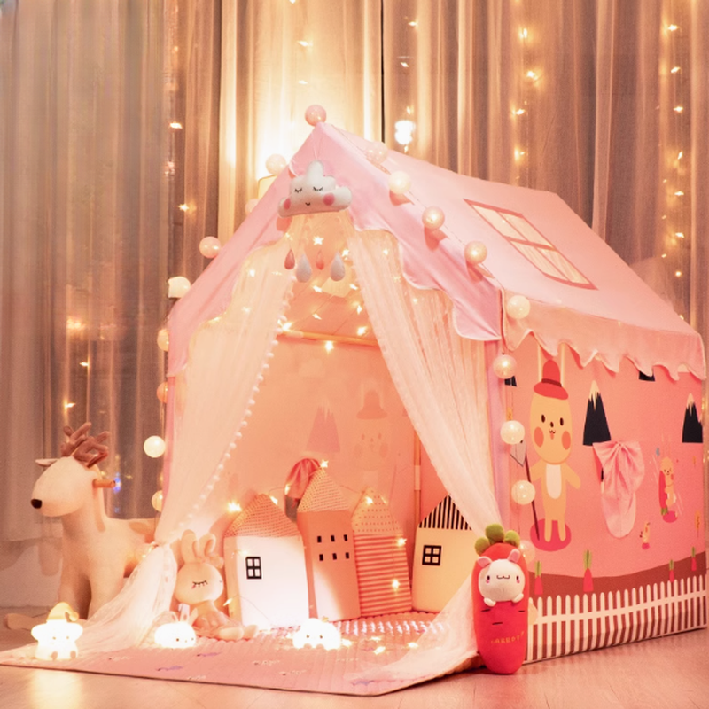 Indoor Canvas Play Tents with Windows, Skylight, Tent Pole & Floor