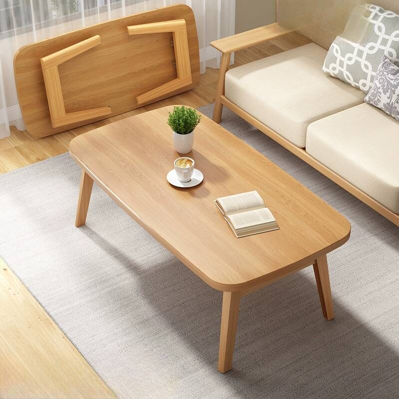 Foldable Wood Side Table with Oblong Top