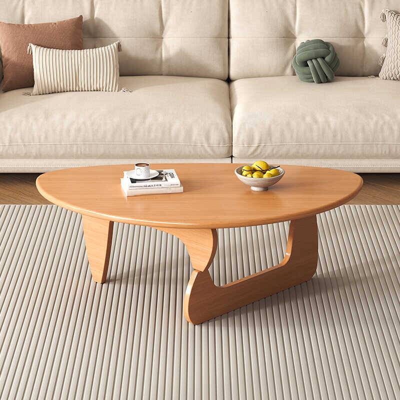 Simple Rubberwood Single Abstract Ink/Auburn/Natural Finish Elliptical Side Table