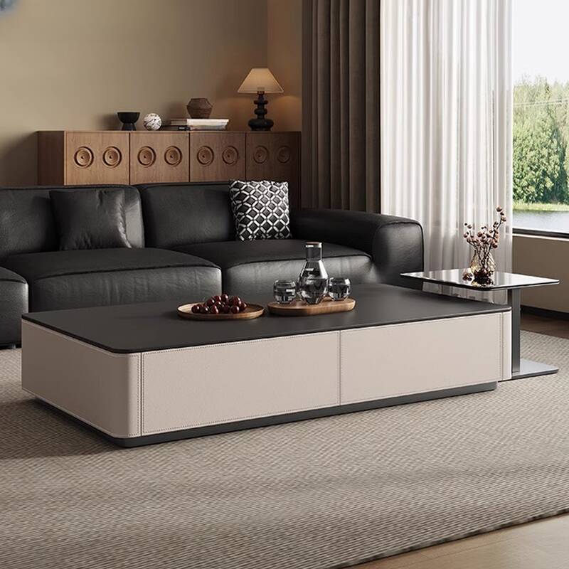 Nested Rectangular Coffee Table with 2 Drawers for Living Room