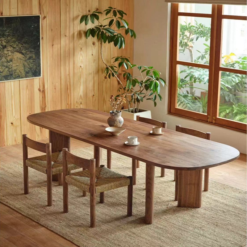 Modish Oblong Dining Table with Pine Wood Top in Natural Finish and Fixed Table Mechanism