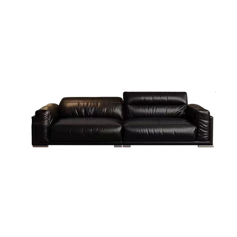 Casual Solid Colour Water Resistant Black Sofa for 4-Seater