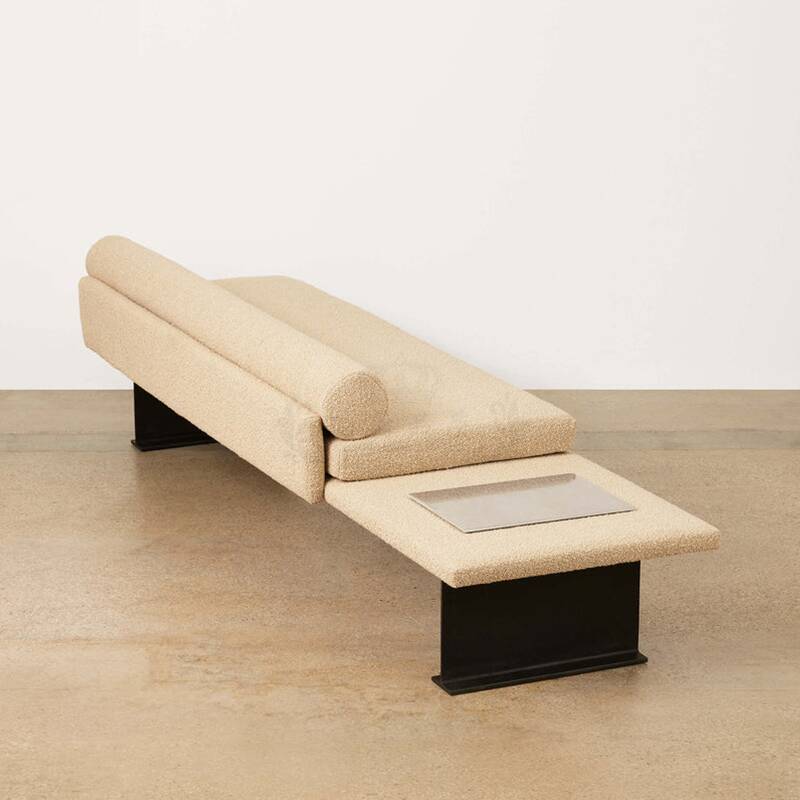 Modish Upholstered Solid Colour Sitting Bench with Rear Seat Back and Cushioned Comfort