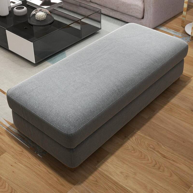 Modish Grey Cushioned Upholstered Solid Colour Bedroom Bench