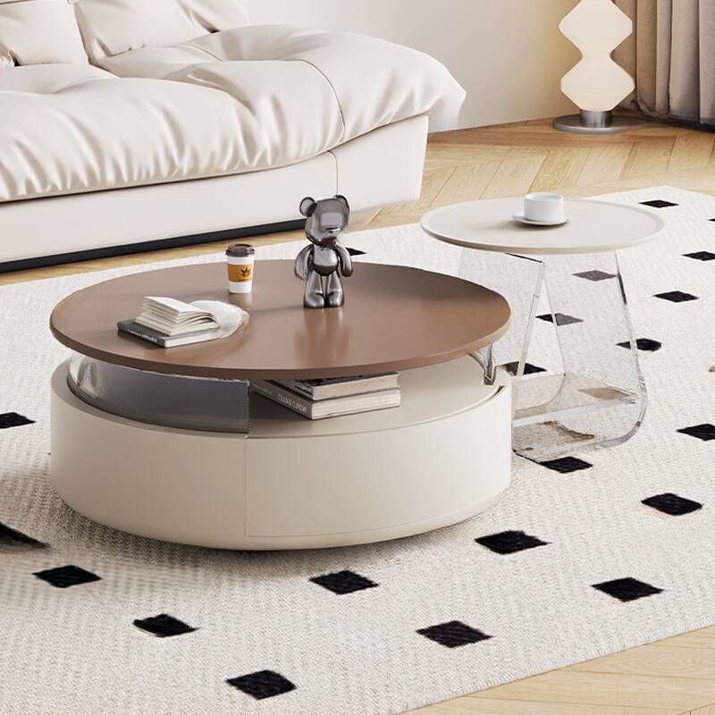 Nested Orbicular Engineered Wood Board Game Coffee Table for Living Room