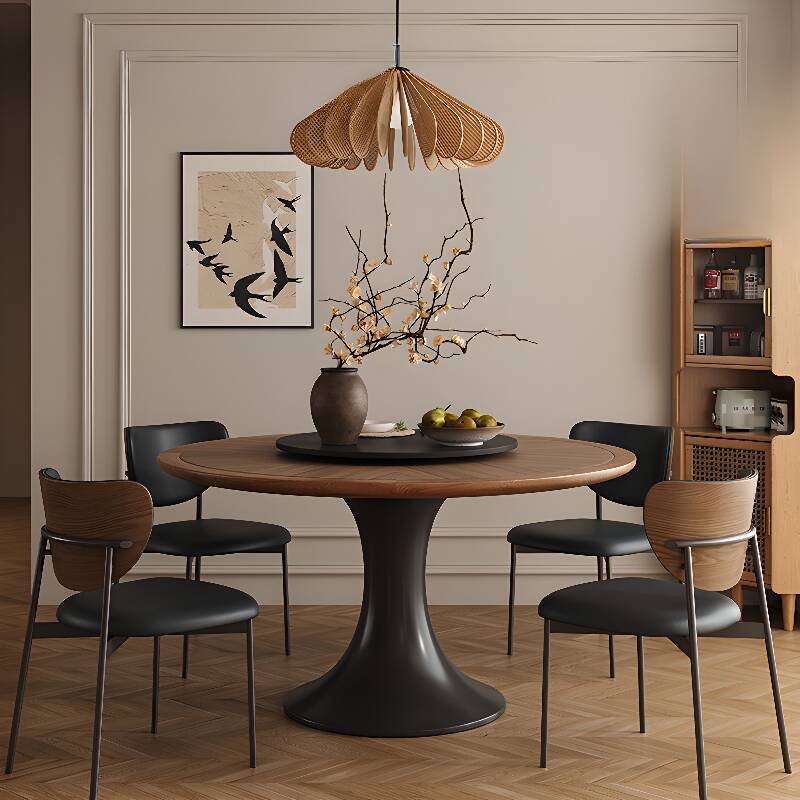 Dining Table Set with Ash Wood Top, Swivel Feature, and Seating for 4 to 6 People