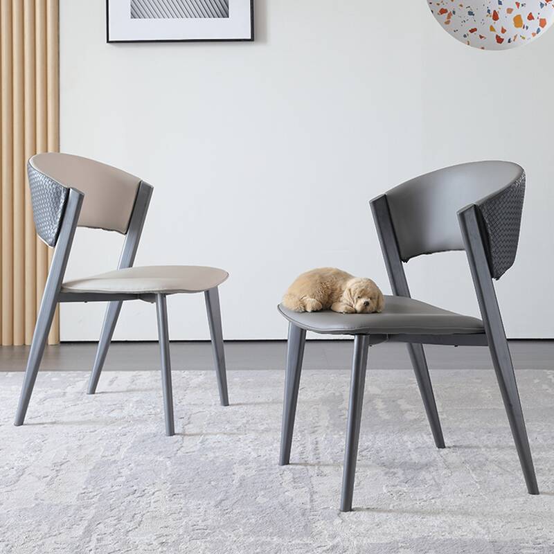 Modish Padded Armless Chair with Midnight Black Alloy Legs and Low Back