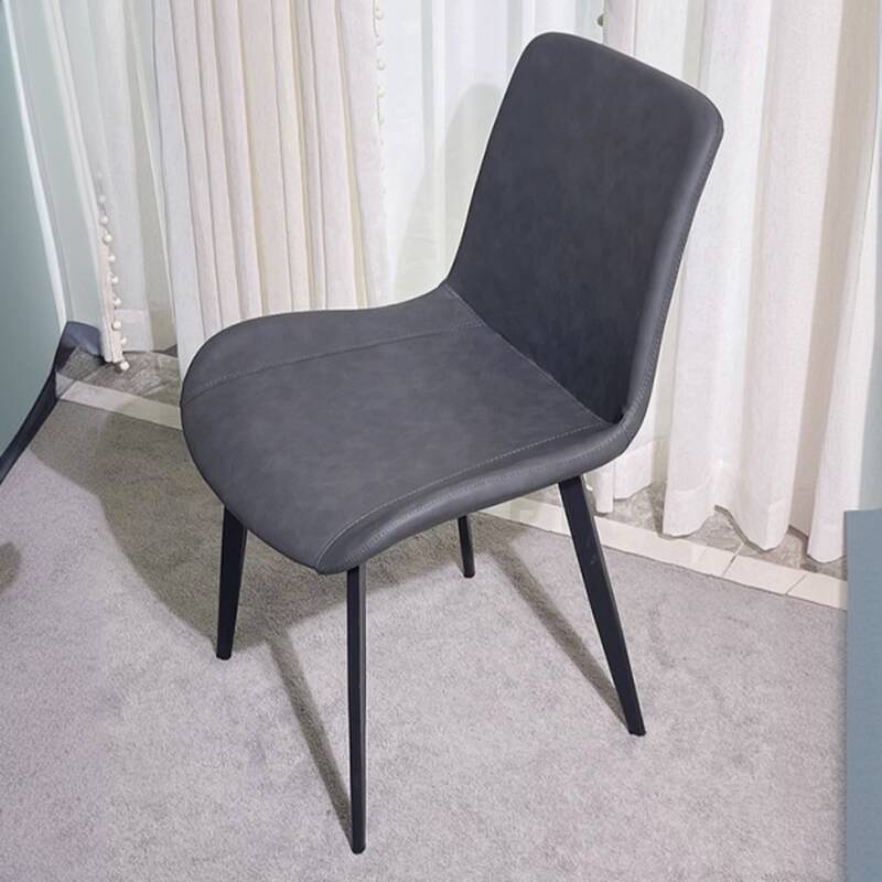 Modish Armless Chair with Solid Back Panel, Padded Upholstery, and Midnight Black Alloy Legs