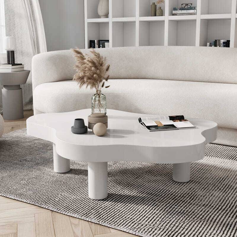 Trendy Free Form Manufactured Wood Single Accent Table with Three Legs