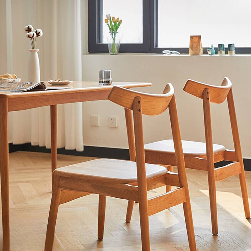 Scandinavian Style Natural Wood Armless Chair with Uncovered Back and Natural Colour Legs