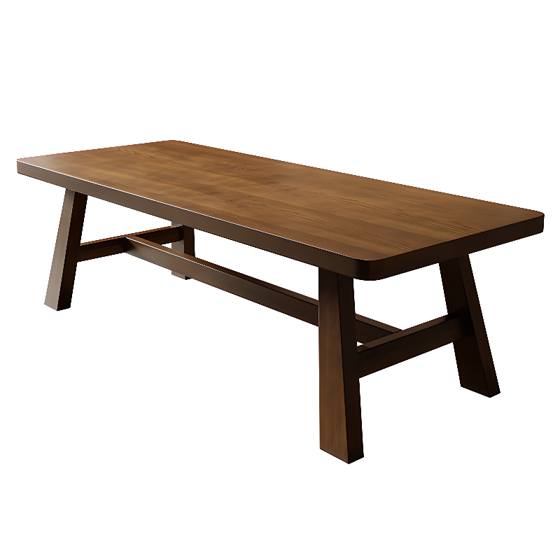 Contemporary Rectangular Dining Table with Ash Wood Top, Fixed Mechanism, Sepia Colour