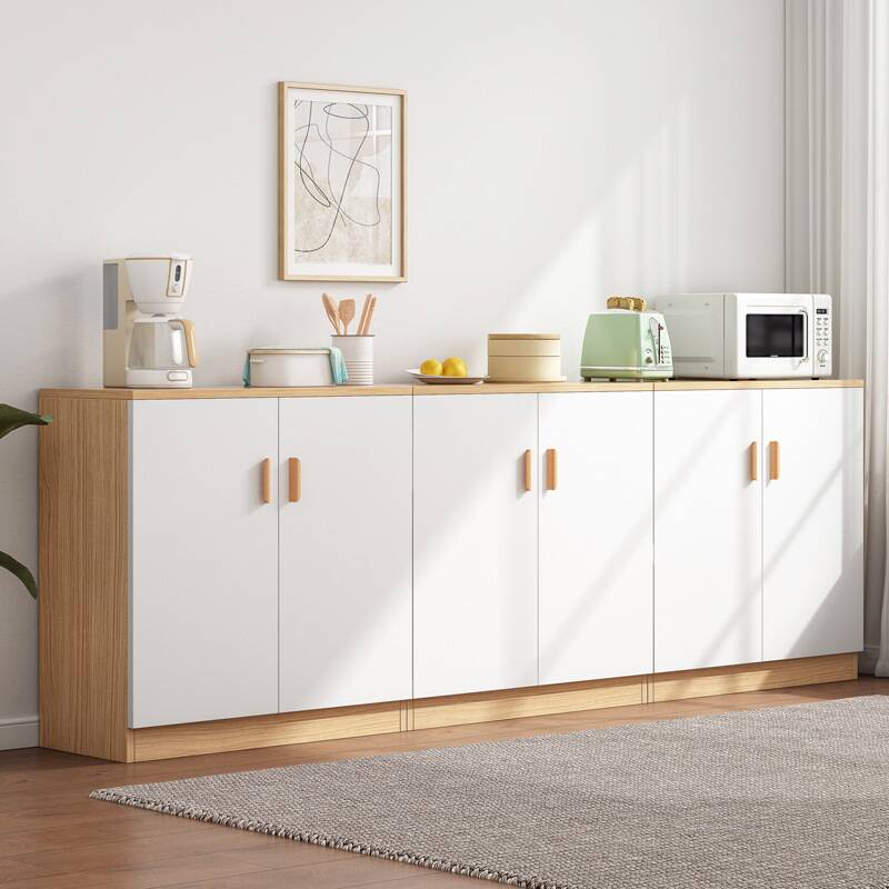 Narrow Sideboard with Closet Cabinet, 1 Shelf, Cabinets Storage, Engineered Wood Countertop, and 2/3 Doors