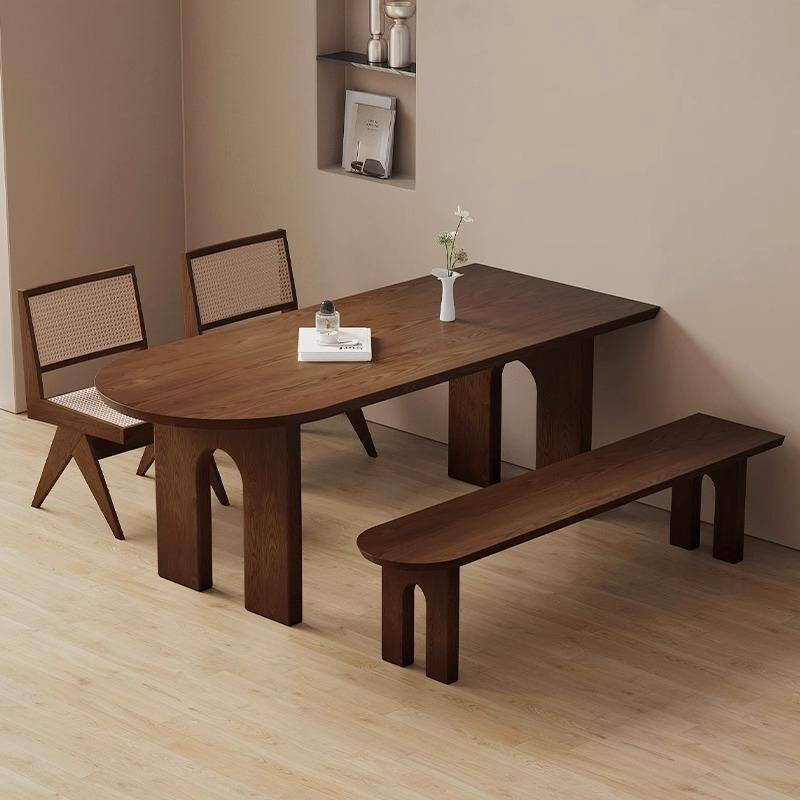 Casual Oblong Dining Table with Cocoa Colour and Fixed Mechanism