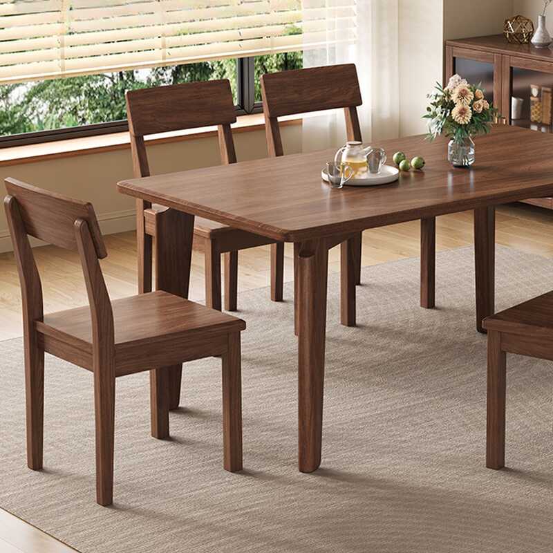 Casual Rectangular/Rounded Dining Table with Lumber Top, Fixed Mechanism in Cocoa