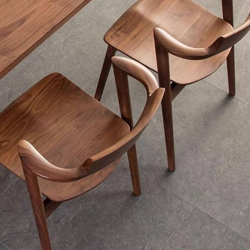 Scandinavian Armless Chair with Uncovered Back, Walnut/Natural Colour Natural Wood Legs, and Nestable