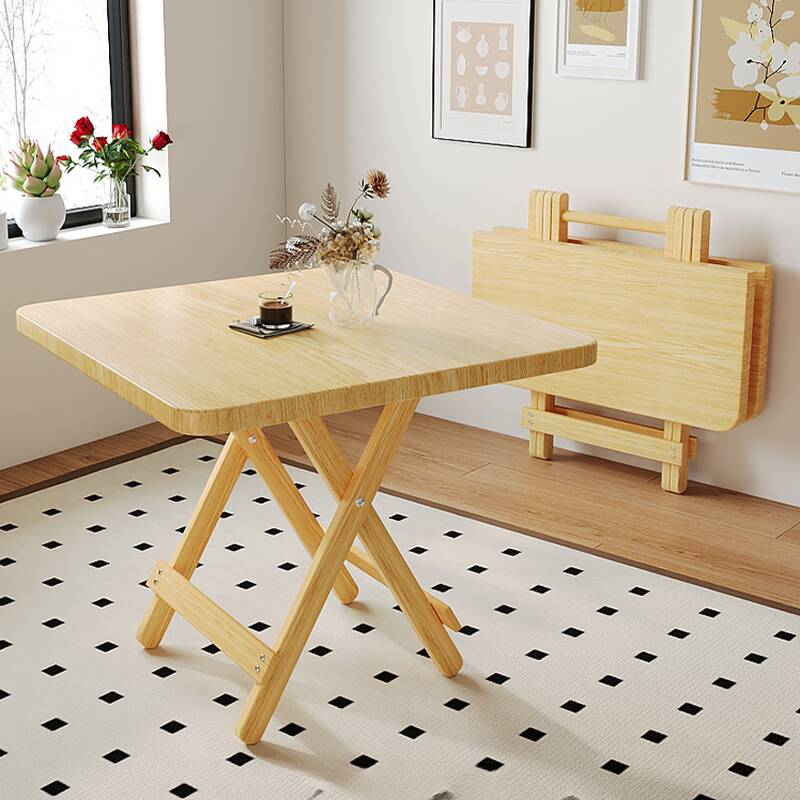 Casual Extendable Dining Table with Natural Finish Lumber Top and Pop-Up Mechanism